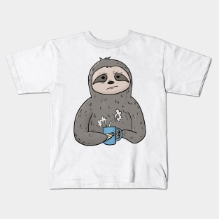 Grumpy Sloth with Coffee Morning Grouch Kids T-Shirt